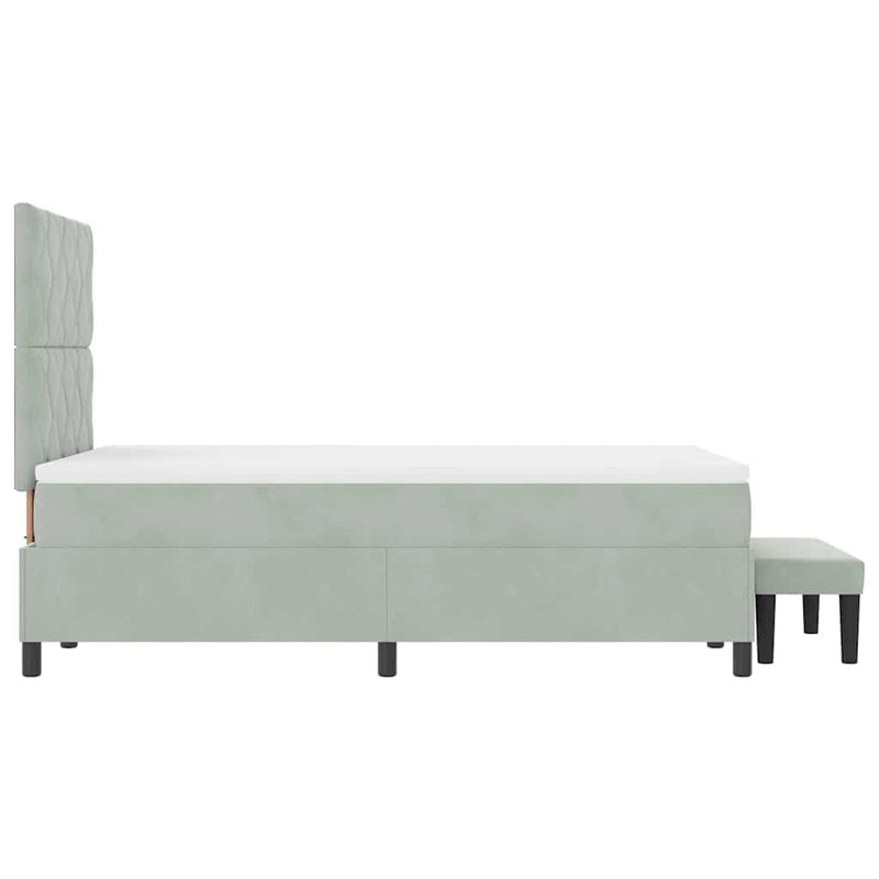 vidaXL Boxrugós ágy matracmal Világosszürke 120 x 190 cm Bársony