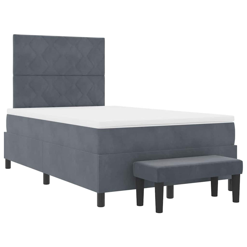 vidaXL Boxrugós ágy matracmal Sötétszürke 120 x 190 cm Bársony
