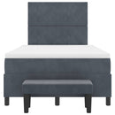 vidaXL Boxrugós ágy matracmal Sötétszürke 120 x 190 cm Bársony