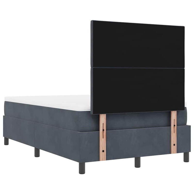 vidaXL Boxrugós ágy matracmal Sötétszürke 120 x 200 cm Bársony