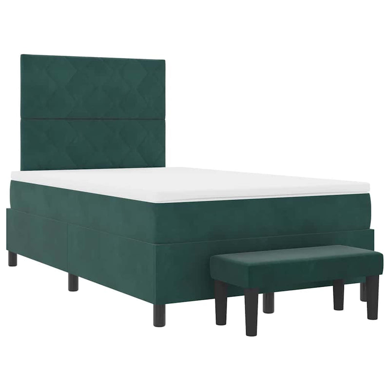 vidaXL Boxrugós ágy matracmal Sötétzöld 120 x 200 cm Bársony
