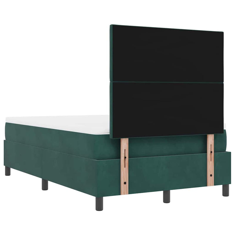 vidaXL Boxrugós ágy matracmal Sötétzöld 120 x 200 cm Bársony