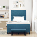 vidaXL Boxrugós ágy fejtámlával Sötétkék 200 x 120 cm Bársony