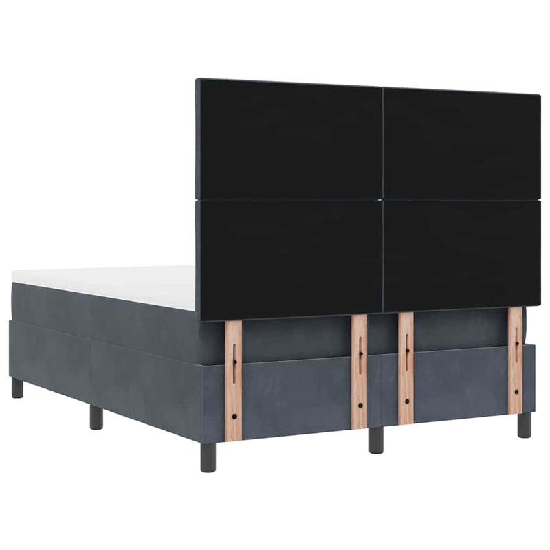 vidaXL Boxrugós ágy matracmal Sötétszürke 140 x 190 cm Bársony