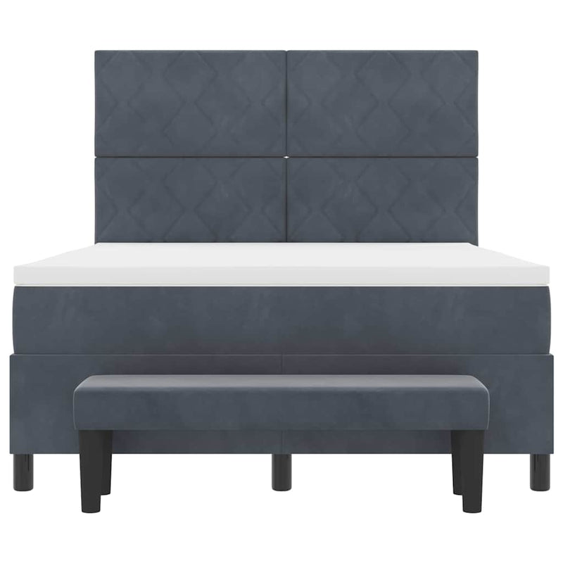 vidaXL Boxrugós ágy matracmal Sötétszürke 140 x 190 cm Bársony