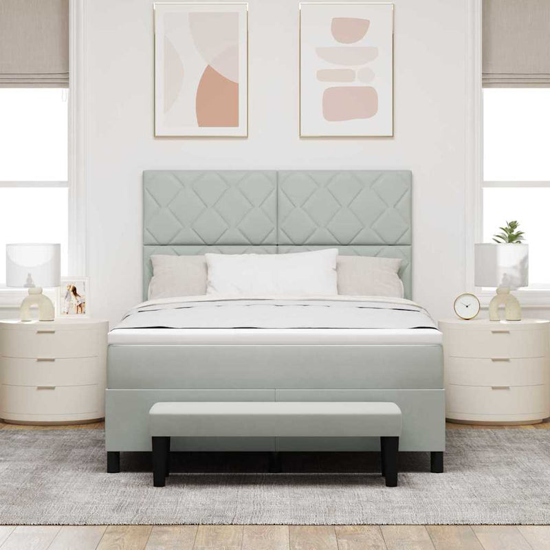 vidaXL Boxrugós ágy matracmal Világosszürke 140 x 200 cm Bársony