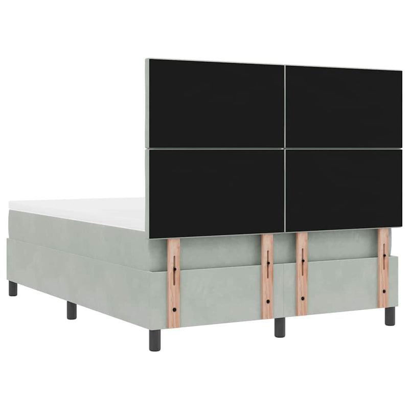vidaXL Boxrugós ágy matracmal Világosszürke 140 x 200 cm Bársony