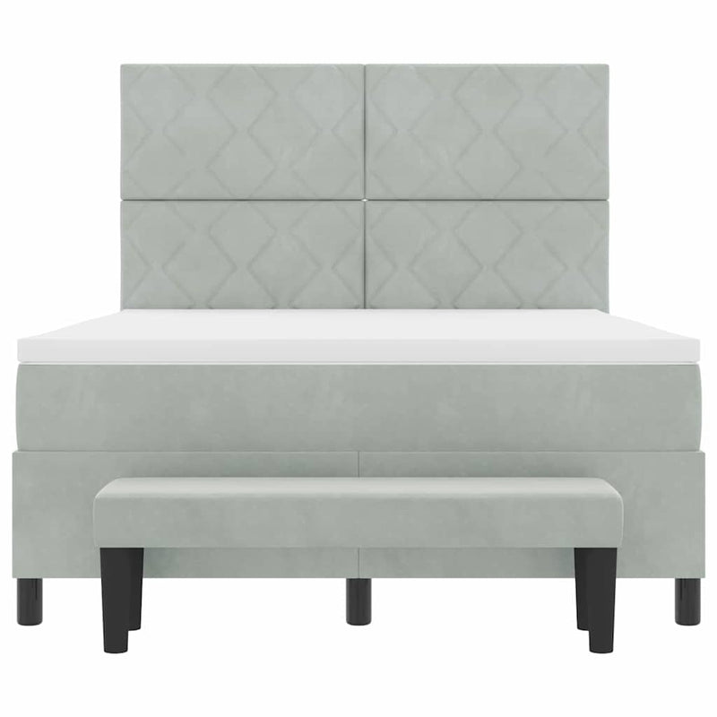 vidaXL Boxrugós ágy matracmal Világosszürke 140 x 200 cm Bársony