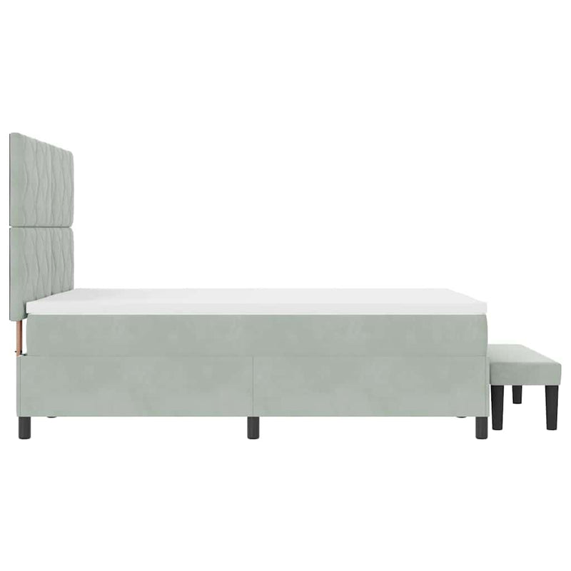 vidaXL Boxrugós ágy matracmal Világosszürke 140 x 200 cm Bársony
