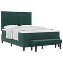 vidaXL Boxrugós ágy fejtámlával Sötétzöld 200 x 140 cm Bársony