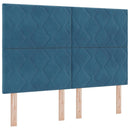 vidaXL Boxrugós ágy fejtámlával Sötétkék 200 x 140 cm Bársony