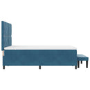 vidaXL Boxrugós ágy fejtámlával Sötétkék 200 x 140 cm Bársony