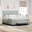 vidaXL Boxrugós ágy fejtámlával Világosszürke 200 x 180 cm Bársony