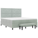 vidaXL Boxrugós ágy fejtámlával Világosszürke 200 x 180 cm Bársony