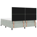 vidaXL Boxrugós ágy fejtámlával Világosszürke 200 x 180 cm Bársony