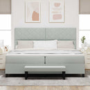 vidaXL Boxrugós ágy matracmal Világosszürke 200 x 200 cm Bársony