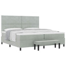 vidaXL Boxrugós ágy fejtámlával Világosszürke 200 x 200 cm Bársony