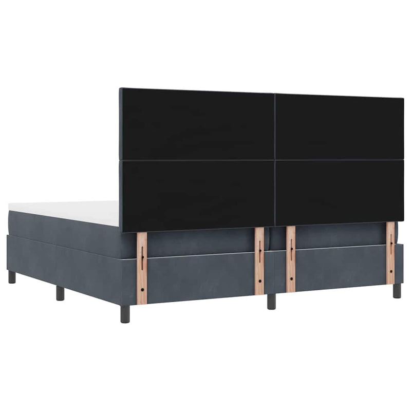 vidaXL Boxrugós ágy matracmal Sötétszürke 200 x 200 cm Bársony