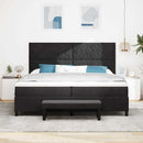 vidaXL Boxrugós ágy fejtámlával Fekete 200 x 200 cm Bársony