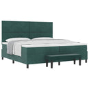 vidaXL Boxrugós ágy fejtámlával Sötétzöld 200 x 200 cm Bársony