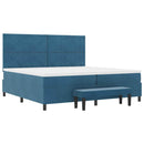 vidaXL Boxrugós ágy matracmal Sötétkék 200 x 200 cm Bársony