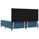 vidaXL Boxrugós ágy matracmal Sötétkék 200 x 200 cm Bársony