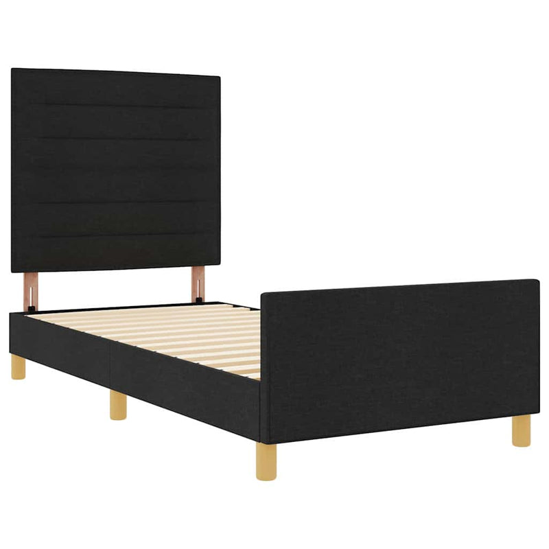 vidaXL Ágykeret fejtámlával Fekete 100 x 200 cm szövet