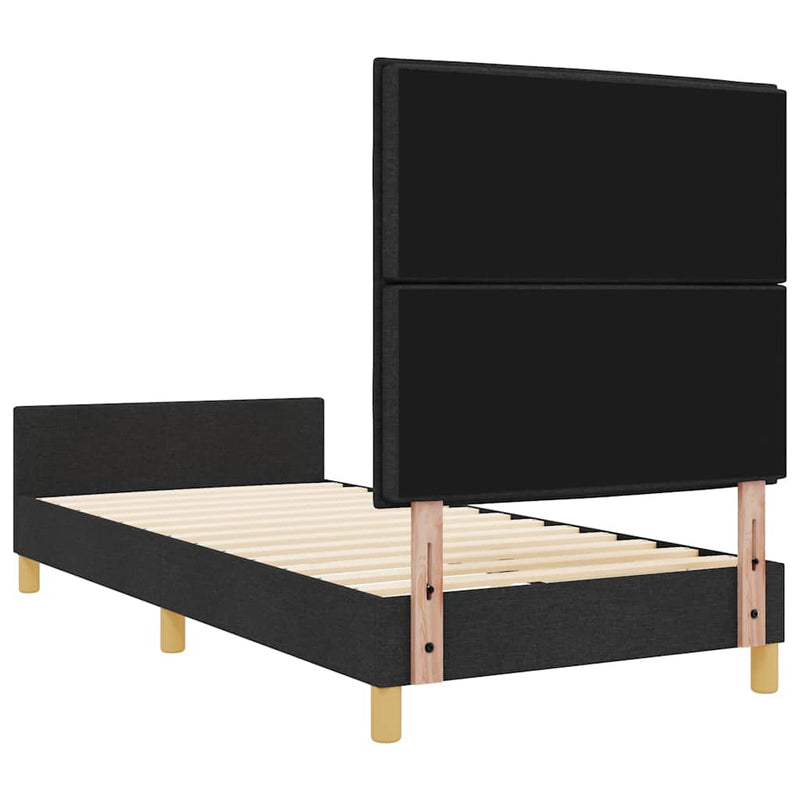 vidaXL Ágykeret fejtámlával Fekete 100 x 200 cm szövet