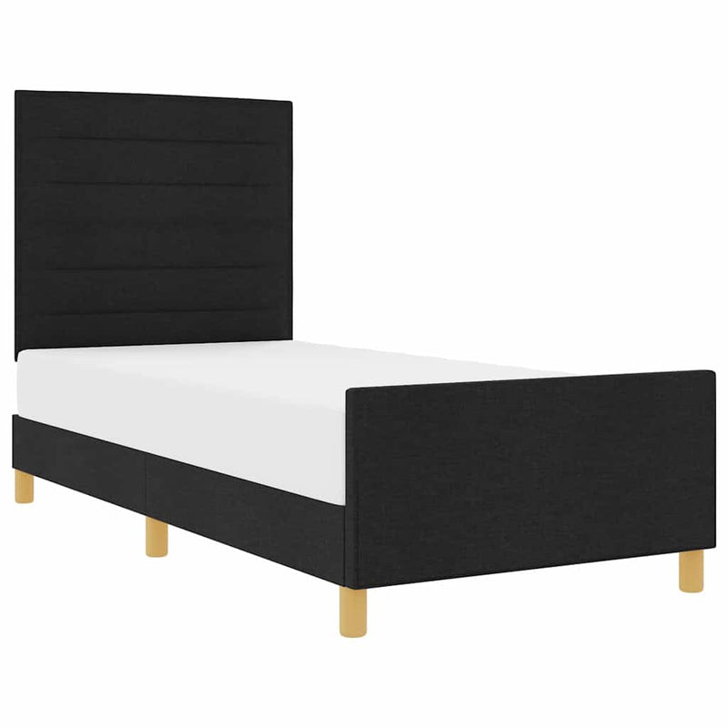 vidaXL Ágykeret fejtámlával Fekete 100 x 200 cm szövet