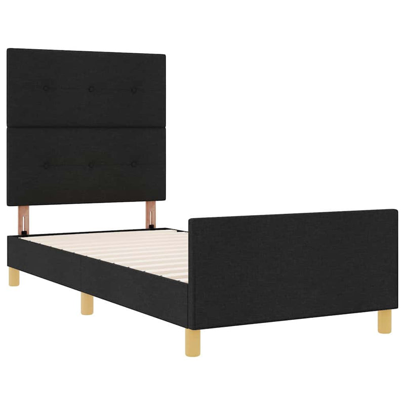 vidaXL Ágykeret fejtámlával Fekete 100 x 200 cm szövet