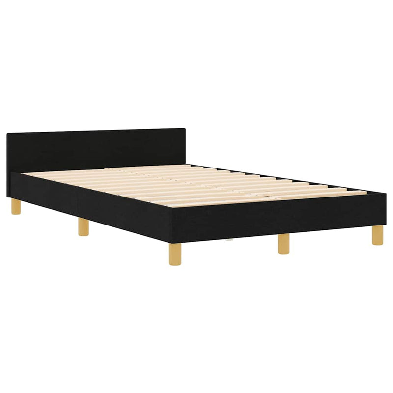 vidaXL Ágykeret fejtámlával Fekete 120 x 200 cm szövet
