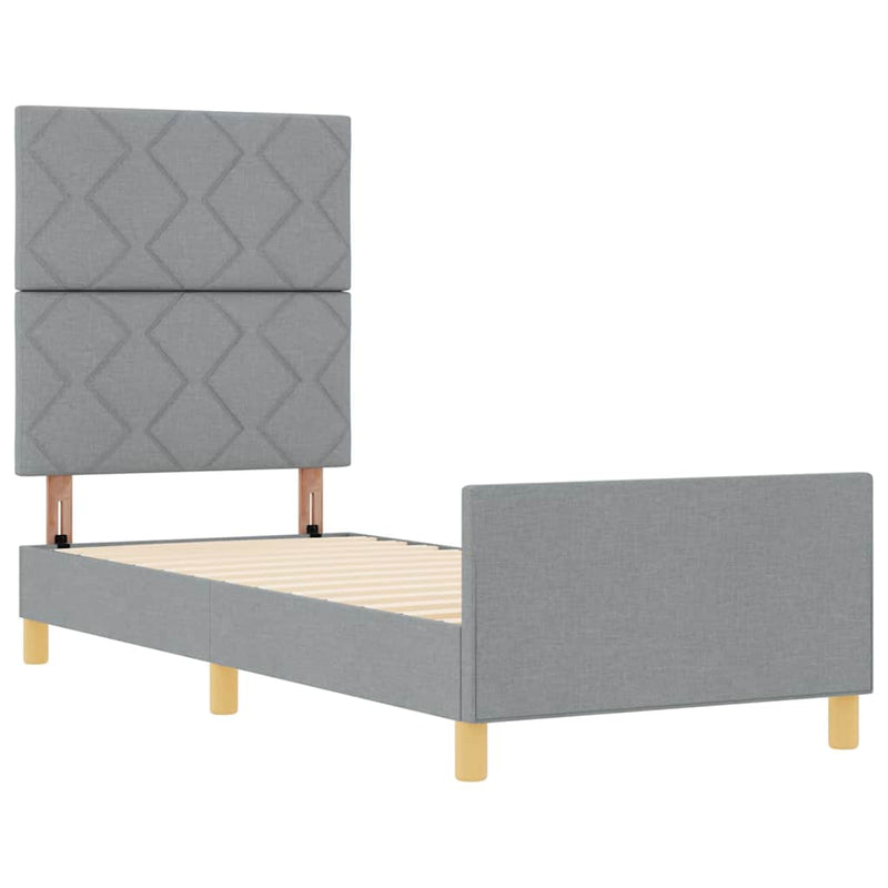 vidaXL Ágykeret fejtámlával Világosszürke 80 x 200 cm szövet
