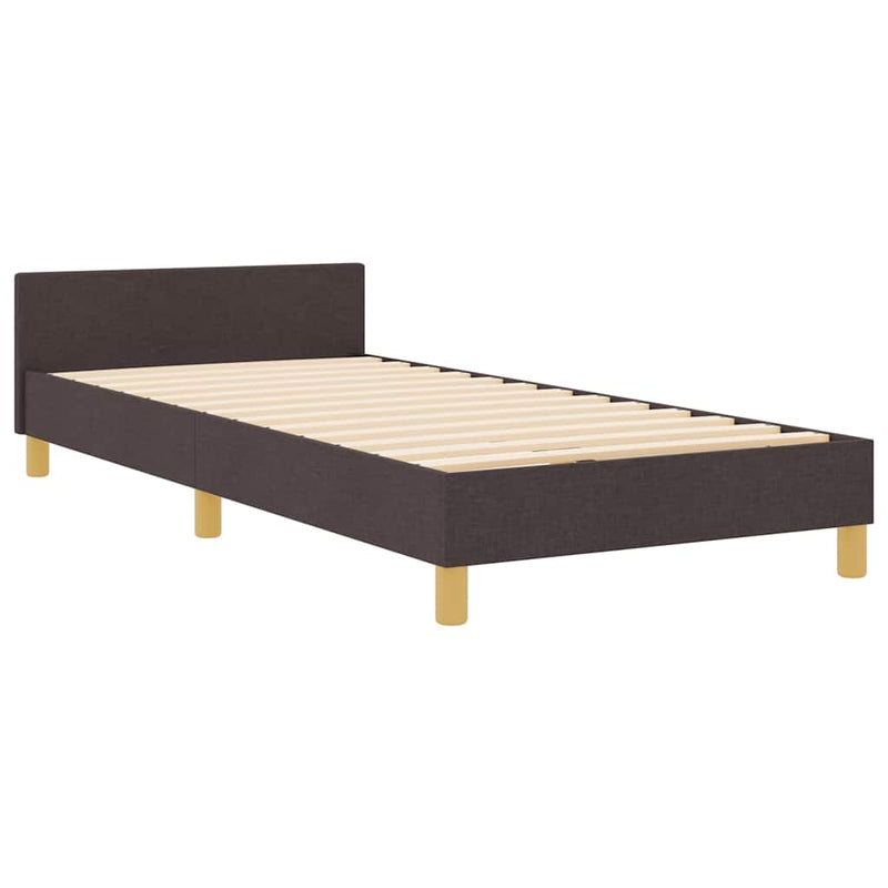 vidaXL Ágykeret fejtámlával sötétbarna 90 x 200 cm szövet