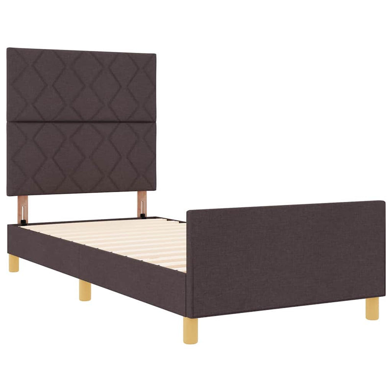 vidaXL Ágykeret fejtámlával sötétbarna 90 x 200 cm szövet