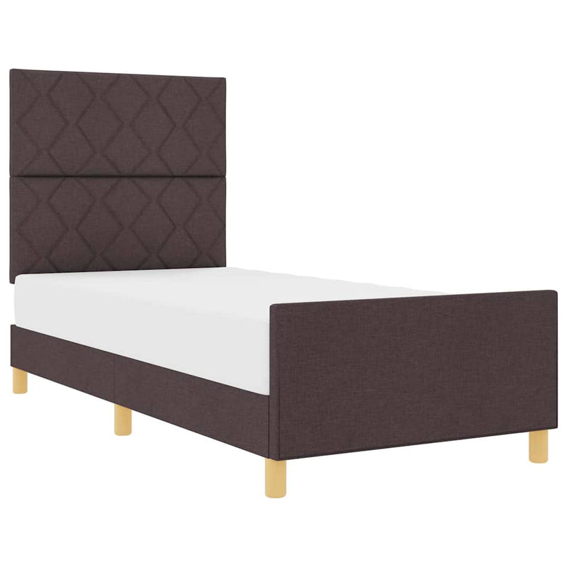 vidaXL Ágykeret fejtámlával sötétbarna 90 x 200 cm szövet