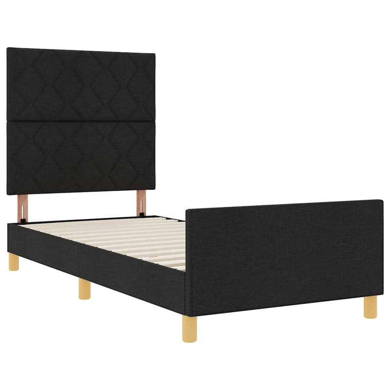 vidaXL Ágykeret fejtámlával Fekete 100 x 200 cm szövet