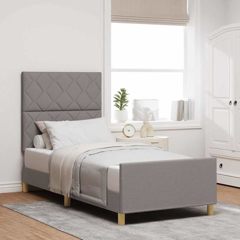 vidaXL Ágykeret fejtámlával Tópszínű 100 x 200 cm szövet