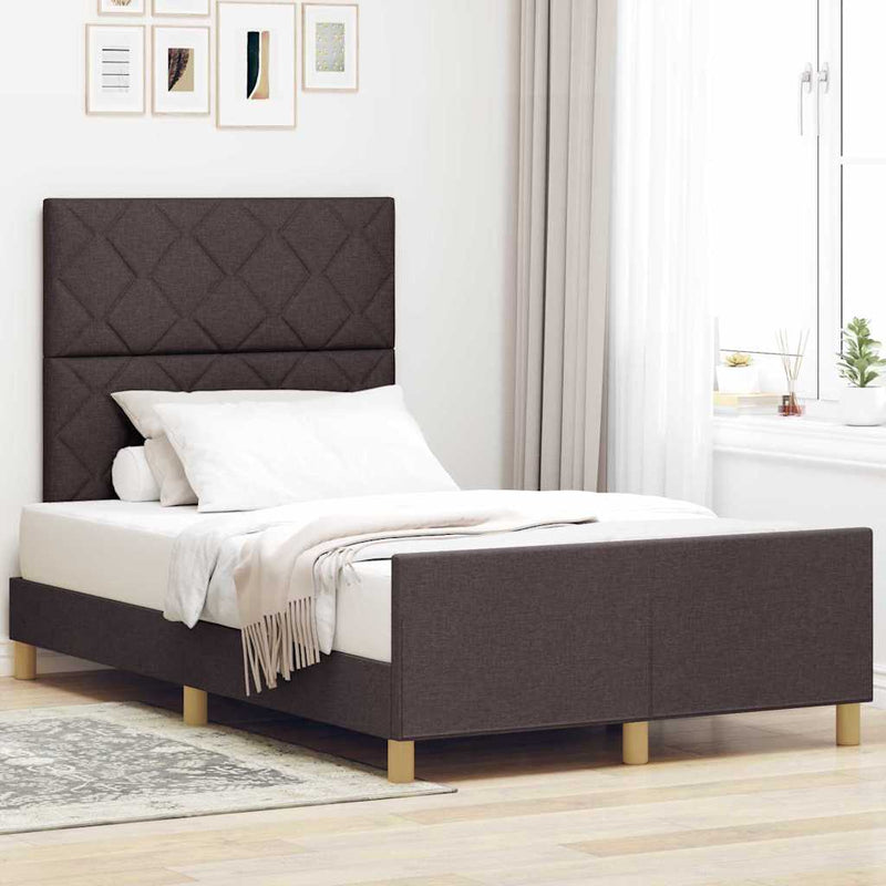 vidaXL Ágykeret fejtámlával sötétbarna 120 x 200 cm szövet