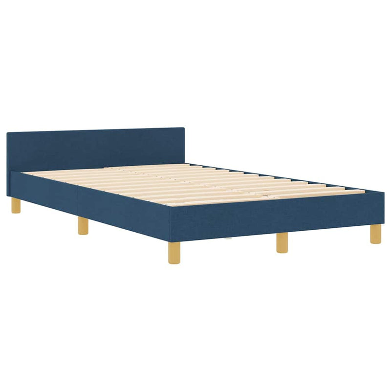 vidaXL Ágykeret fejtámlával Kék 120 x 200 cm szövet