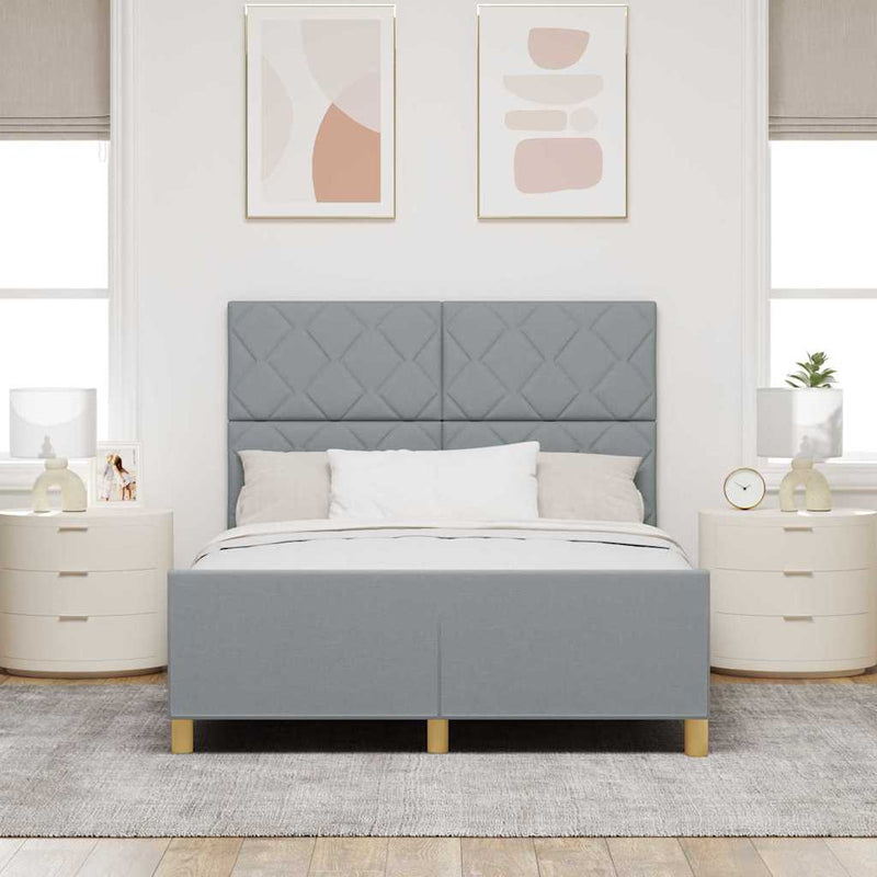 vidaXL Ágykeret fejtámlával Világosszürke 140 x 190 cm szövet