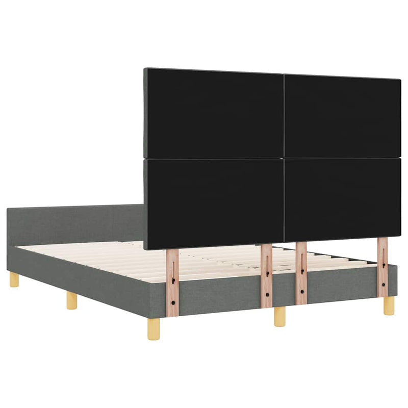 vidaXL Ágykeret fejtámlával Sötétszürke 140 x 200 cm szövet