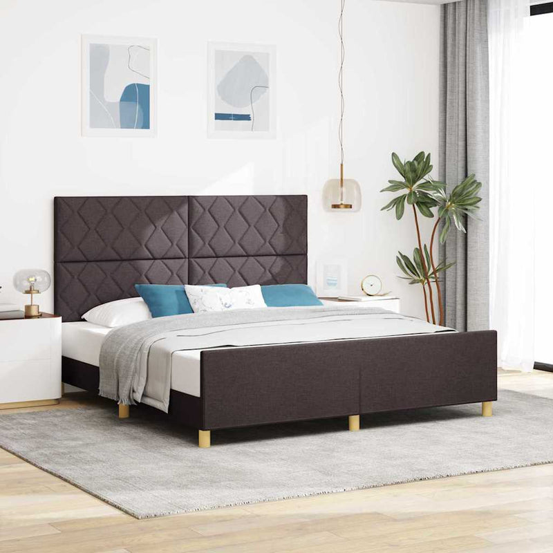 vidaXL Ágykeret fejtámlával sötétbarna 180 x 200 cm szövet