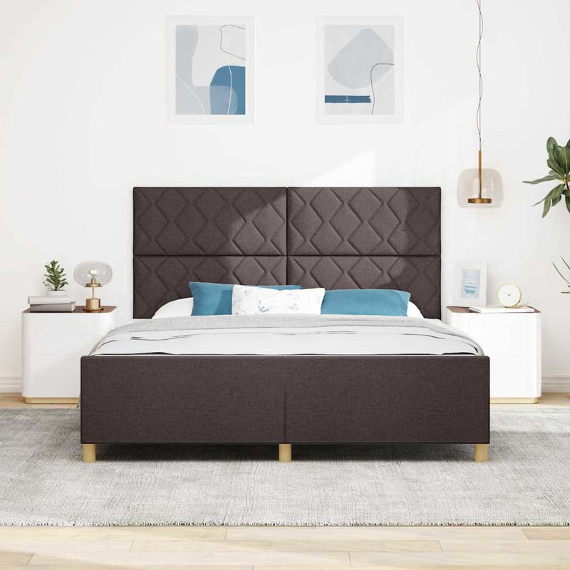 vidaXL Ágykeret fejtámlával sötétbarna 180 x 200 cm szövet