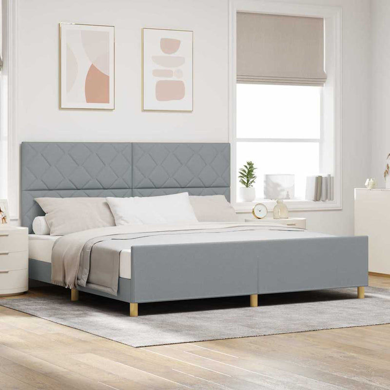 vidaXL Ágykeret fejtámlával Világosszürke 200 x 200 cm szövet