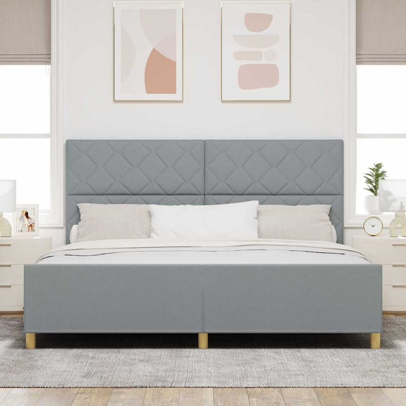 vidaXL Ágykeret fejtámlával Világosszürke 200 x 200 cm szövet
