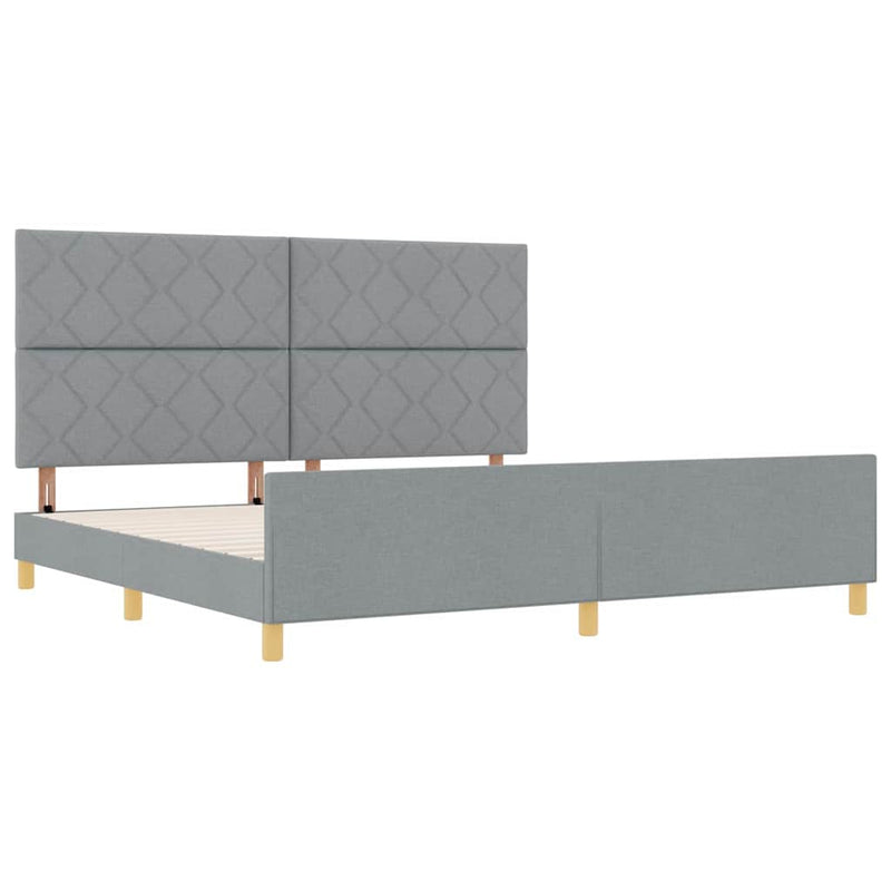 vidaXL Ágykeret fejtámlával Világosszürke 200 x 200 cm szövet