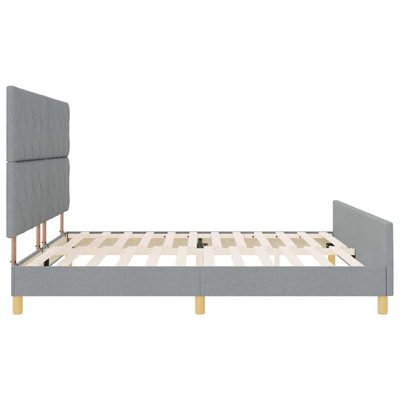 vidaXL Ágykeret fejtámlával Világosszürke 200 x 200 cm szövet