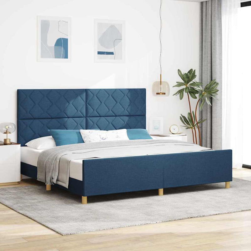 vidaXL Ágykeret fejtámlával Kék 200 x 200 cm szövet