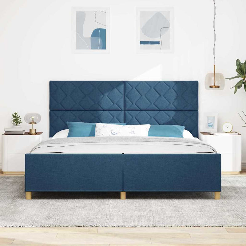 vidaXL Ágykeret fejtámlával Kék 200 x 200 cm szövet