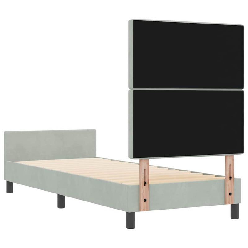 vidaXL Ágykeret fejtámlával Világosszürke 80 x 200 cm Bársony